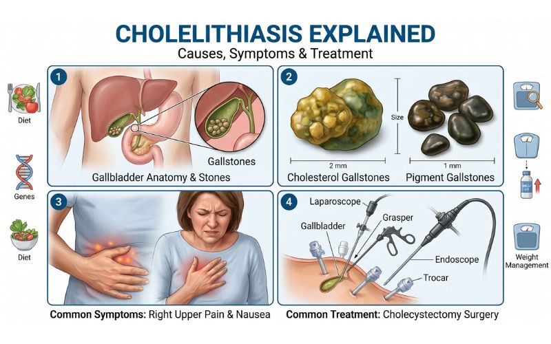 Cholelithiasis Explained Causes, Symptoms & Treatment