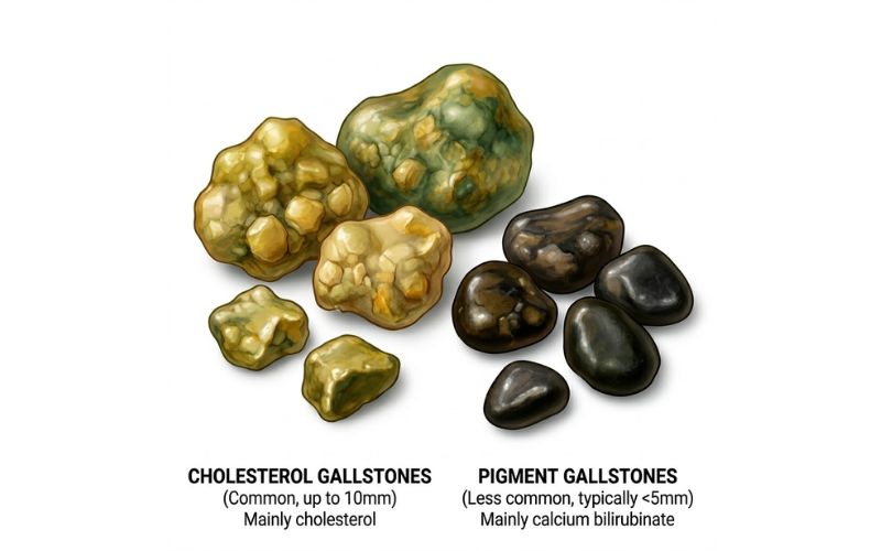 Types of gallstones comparison